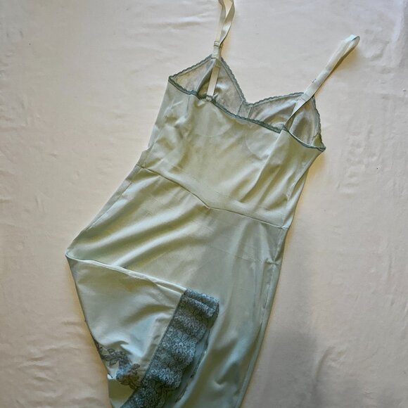 Y2K GRUNGE VINTAGE SLIP PALE BLUE GREEN, SMALL - Picture 2 of 8